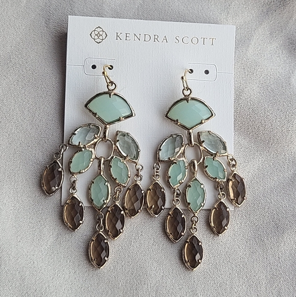 Kendra Scott Vintage Gwen Chandelier Earrings in Chalcedony Light Blue Quartz &